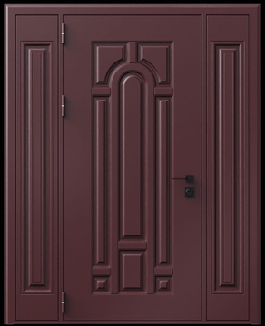 Входная термодверь с металлофиленкой, вставками по бокам и порошковым окрашиванием RAL 3007 (тип №4)