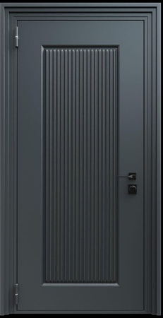 Входная термодверь с металлофиленкой и порошковым напылением RAL 7021 (тип №2)